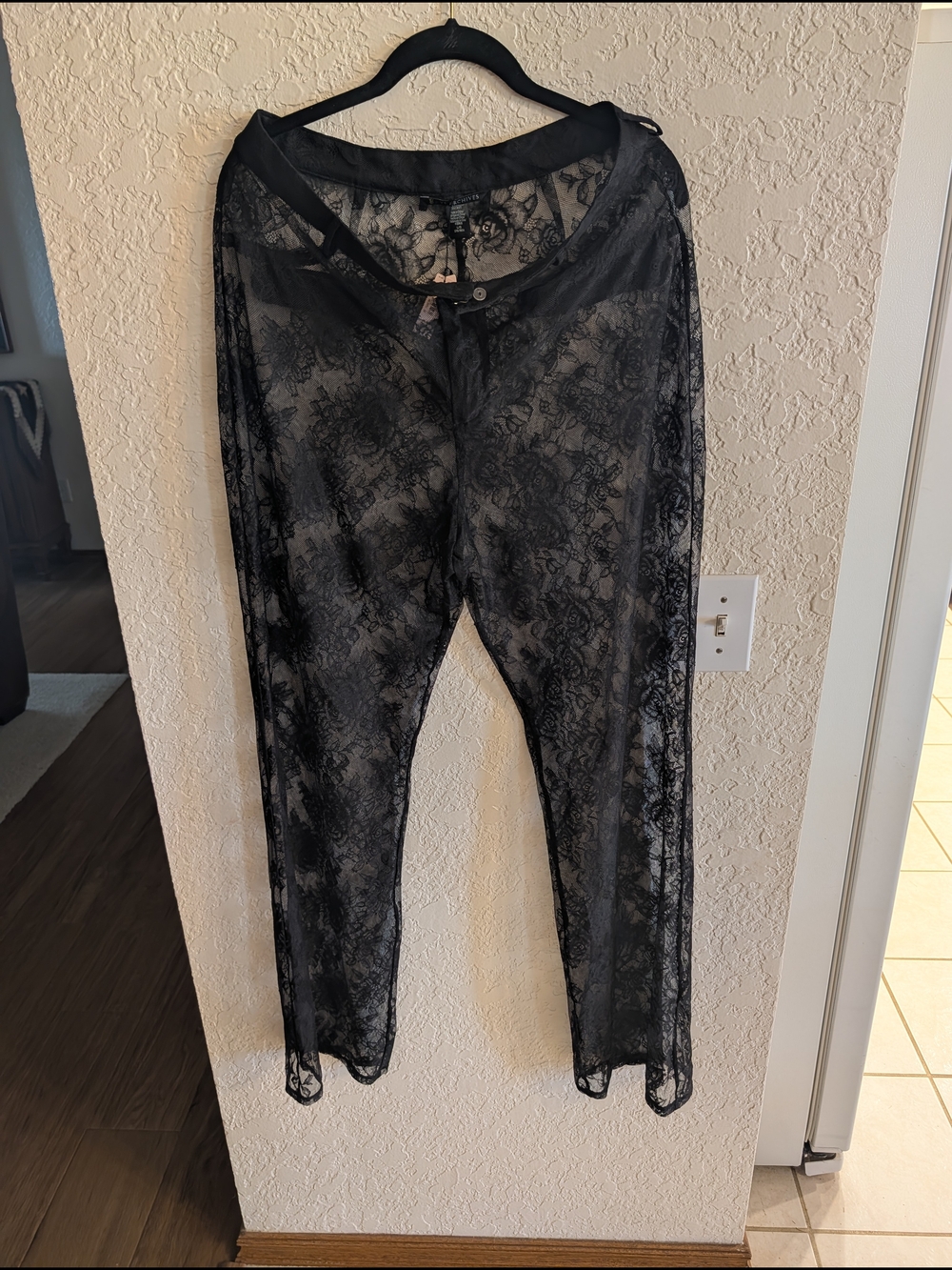 Victoria Secret Archives Sheer Black Lace Pants - Delicate Floral Overlay